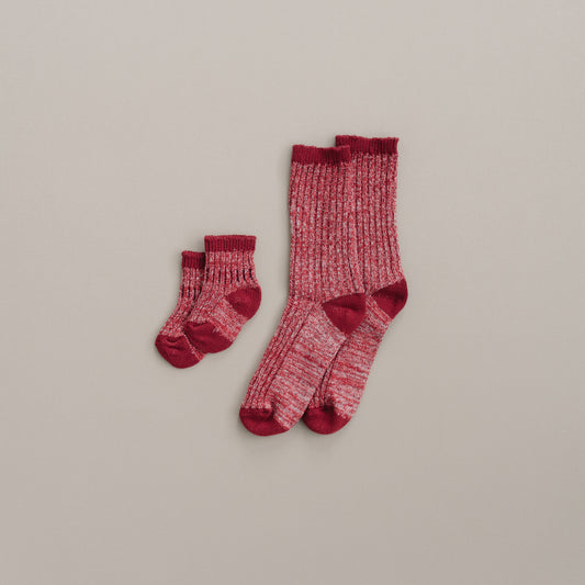 Chunky Knit Socks ADULT: Red